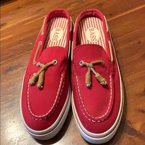 Bass Windjammers Red Canvas Loafer Mule Women’s 8